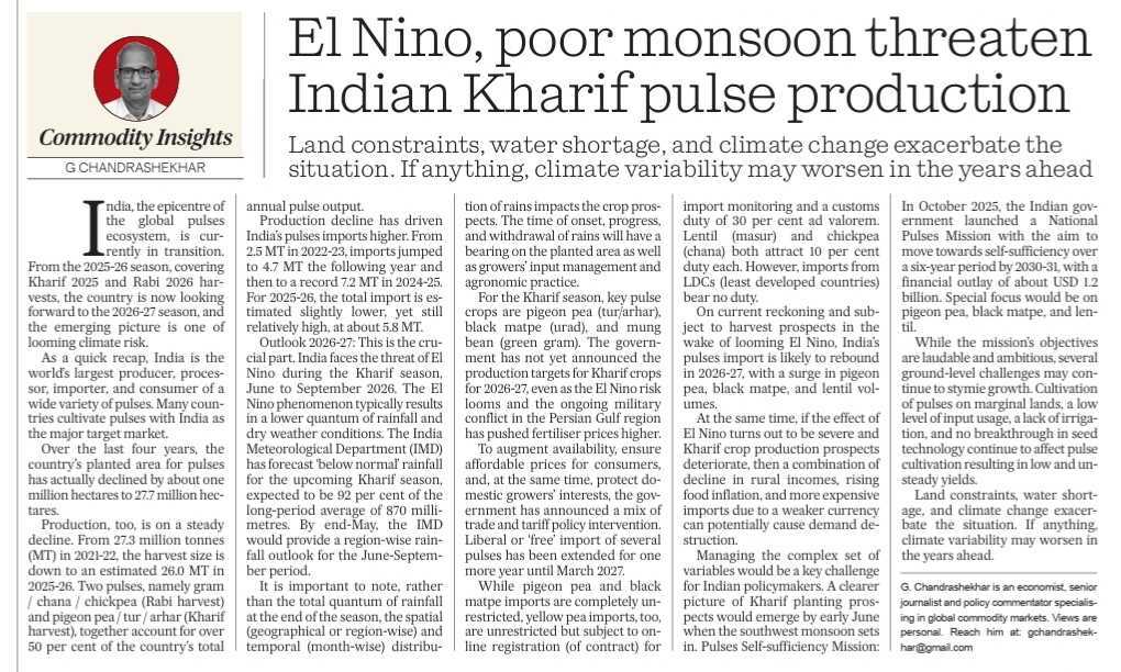 fpjindia's tweet image. #FPJEditPage | El Nino, Monsoon Deficiency Threaten Indian Kharif Pulse Production

✍️ G Chandrashekhar

Read: freepressjournal.in/analysis/el-ni… #ElNino #Monsoon #India #Analysis