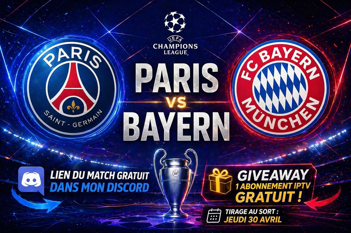 🔵🔴 PSG - BAYERN 🔴⚪️

⏰ 21H00  

👉LIEN DU MATCH :discord.gg/QyBWsXF2me 

🔥 GROS MATCH CE SOIR  

RT + FOLLOW <a href="/RLobyy33276/">Spinzo</a>  POUR ACCÈS ❤️  

#PSG #UCL #LDC #FOOT