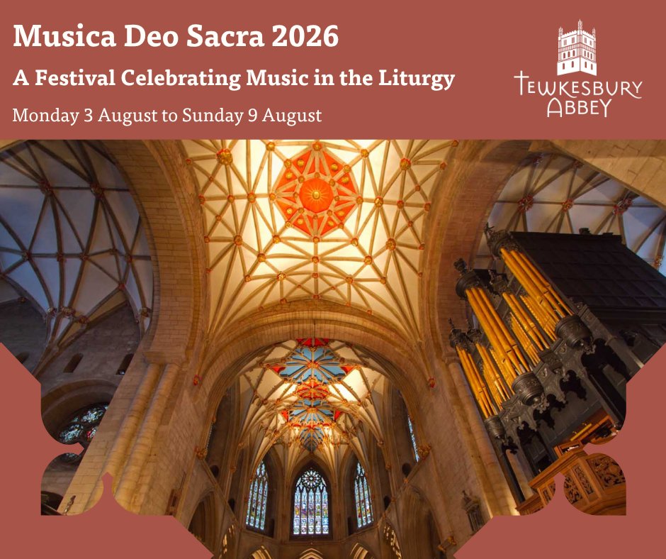 TewkesAbbey's tweet photo. 🎶 Announcing Musica Deo Sacra 2026 🎶
This summer, the extraordinary sounds of sacred music return to Tewkesbury Abbey.
From soaring Renaissance polyphony to powerful modern works, this is where music and spirituality come together in a truly unique way. Full programme online https://t.co/54LVtxVlnm