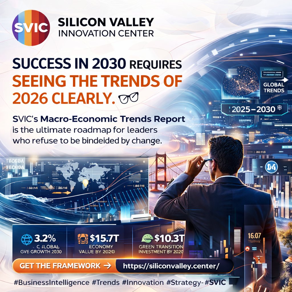 SVI_Center's tweet image. Success in 2030 requires seeing the trends of 2026 clearly. 👓

SVIC’s Macro-Economic Trends Report is the ultimate roadmap for leaders who refuse to be blindsided by change.

Get the framework: hubs.li/Q04bwctM0

#BusinessIntelligence #Trends #Innovation #Strategy #SVIC