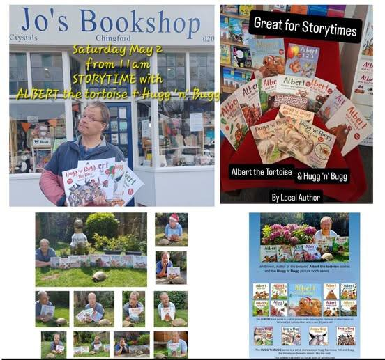IanBrownTV's tweet image. This SATURDAY May 2 from 11am we are at Jo's #Bookshop @ChingfordBooks #Chingford with #ALBERTthetortoise + Hugg 'n' Bugg #storytime. #Storytelling, #tortoises, #yetis, #dinosaurs, giveaways and the chance to get a book with an #ALBERT #Tortograph! - AlbertTortoise.com