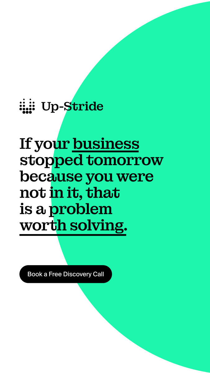 upstride_ai's tweet image. If your business needs YOU to function daily, that's not growth, it's a trap. Building a resilient SME means enabling it to thrive without your constant presence. AI makes that possible. #UKBusiness #ScaleUp
