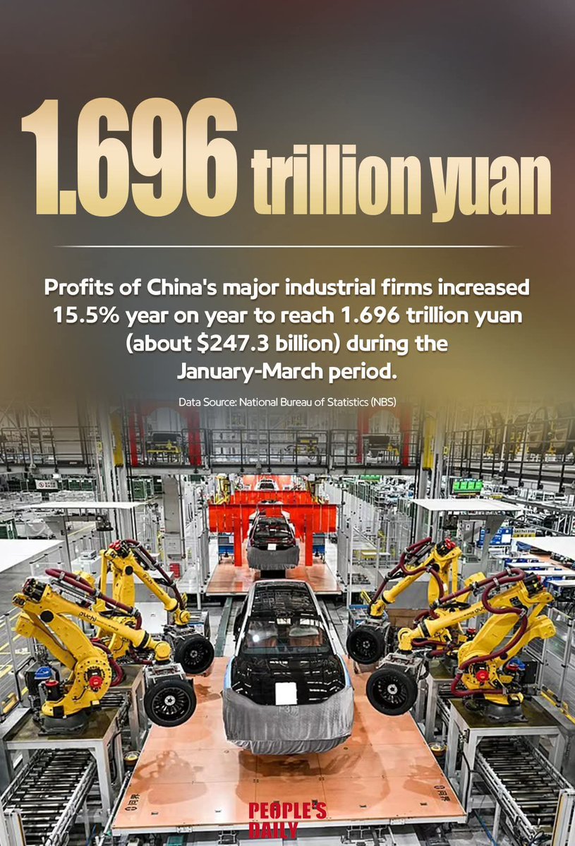 AmbCaiRun's tweet image. #China's #industrial sector posted strong profit growth in the first quarter of 2026.
chinadaily.com.cn/a/202604/27/WS…