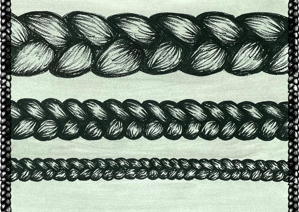 designswithin's tweet image. Concept Development — Case Study 1 (Braids Thicknesses) Illustration

A hand-drawn exploration of braid thickness. 

Three variations illustrating how scale affects texture, weight, and visual impact in design.

#braids #designstudy #fashionprocess #illustration