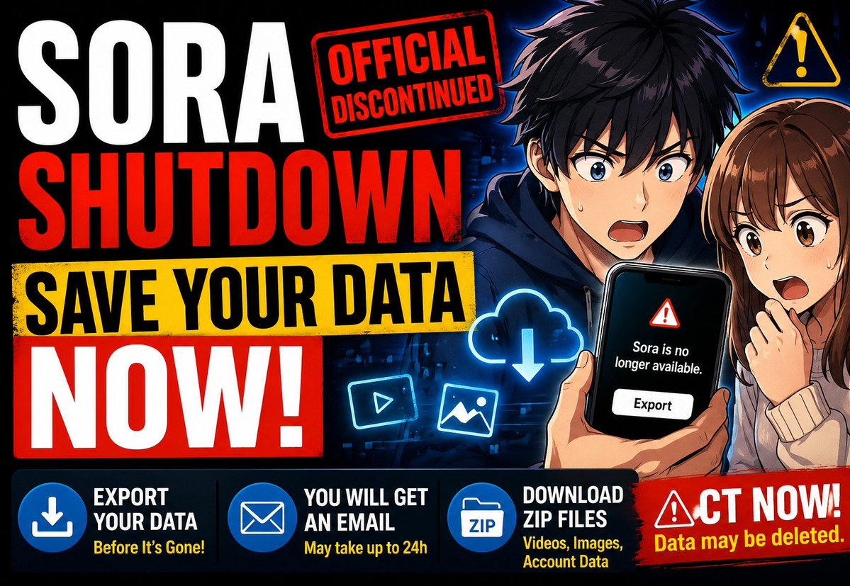 KantanStart's tweet image. はてなブログに投稿しました
Sora Shutdown Save Your Data Now - 簡単スタートを目指す kantanstart.com/entry/sora-shu…
#SoraShutdown #AIvideo #GenerativeAI #OpenAI #SaveYourData #AItools #AInews #ChatGPT #DataBackup #AI