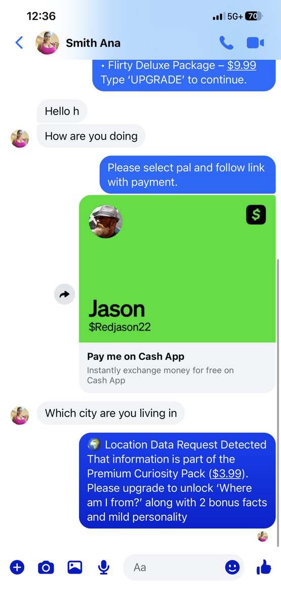Redjason22's tweet photo. It’s kinda fun responding to these bots. One day they will pay! lol #scam #bots #chat #stupid https://t.co/EvVWyAlsp1