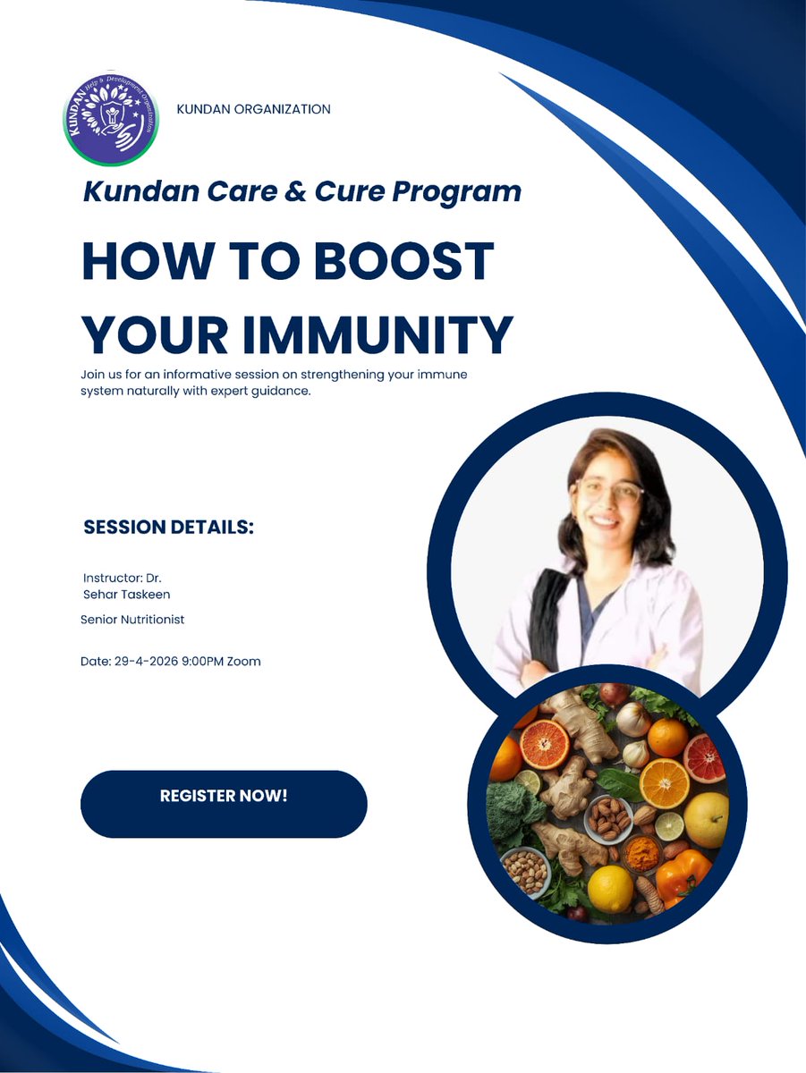 Seharnutrition1's tweet image. #ImmunityBoost #NaturalHealth #NutritionTips #KundanOrganization #WellnessWebinar #HealthyLiving #DrSeharTaskeen #ImmuneSystem #NutritionistGuided #HealthEducation #ZoomSession #PreventiveHealth