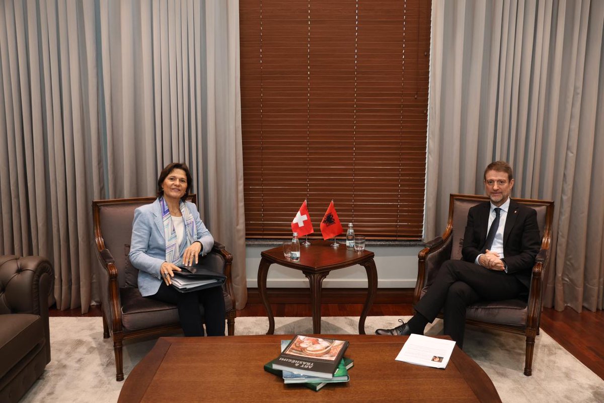 HoxhaFer's tweet image. A useful and productive exchange with the Ambassador of #Switzerland in Albania, Ms. Ruth Huber.

We reaffirmed the excellent state of our bilateral relations. I expressed our sincere gratitude for the Swiss #CooperationProgramme and its valuable contribution to our joint efforts
