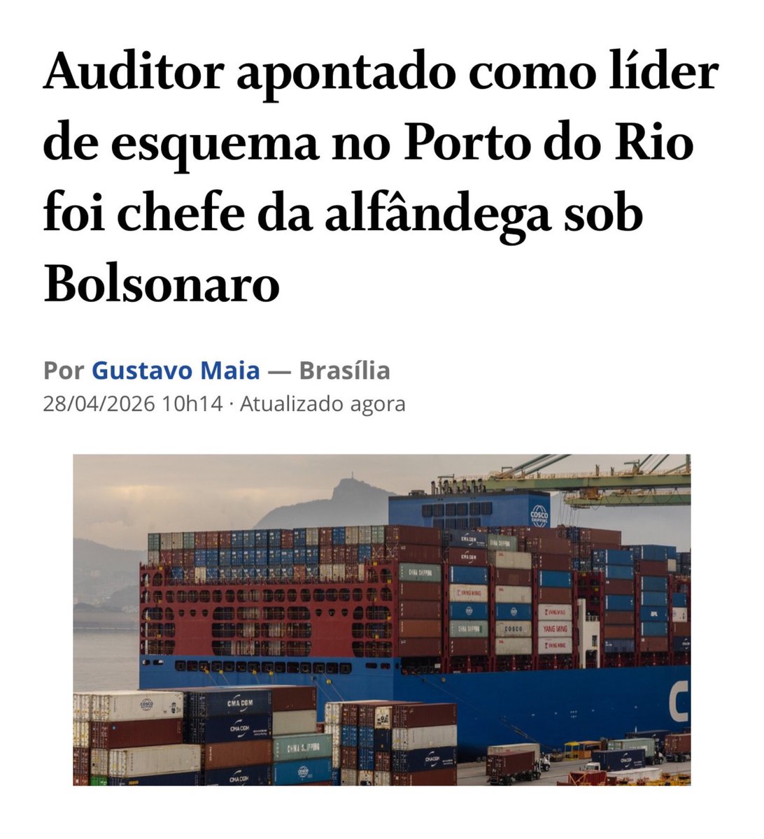 <a href="/LulaOficial/">Lula</a> Olha que “coincidência”! O auditor acusado de liderar esquema bilionário de propina comandou a alfândega no governo Bolsonaro, e só foi exonerado em 2023 pelo Lula. 

Mais um esquema que passou batido no desgoverno anterior que foi desmontado pelo governo Lula.