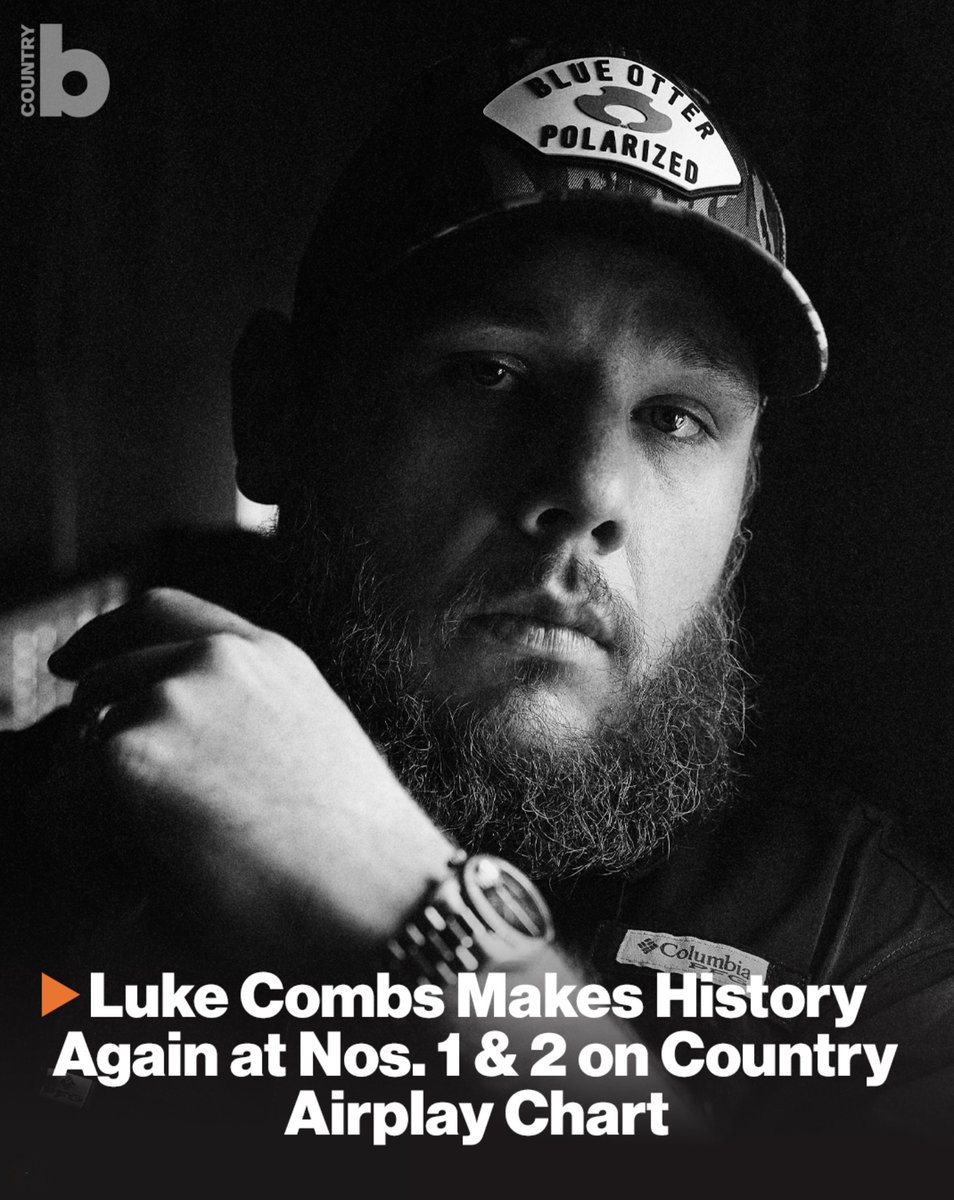 CISNCountry's tweet image. @lukecombs scores Nos. 1 &amp;amp; 2 on the #Billboard Country Airplay chart with “Sleepless in a Hotel Room” and “Days Like These.”

He’s the only artist to do it solo for a second time. First in 2023 with “Love You Anyway” and “Fast Car.” 

@billboard @billboardcharts @bbcountry