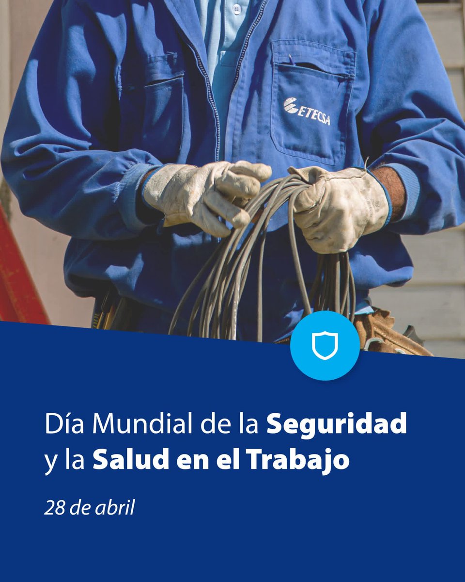👉 Día mundial de la seguridad y salud en el trabajo, propiciar ambientes seguro, favorece la salud de nuestros trabajadores.
📌Reconocimiento a los que desempeñan esta labor en la empresa y protegen a los trabajadores de alto riesgo.
#EtecsaConCuba