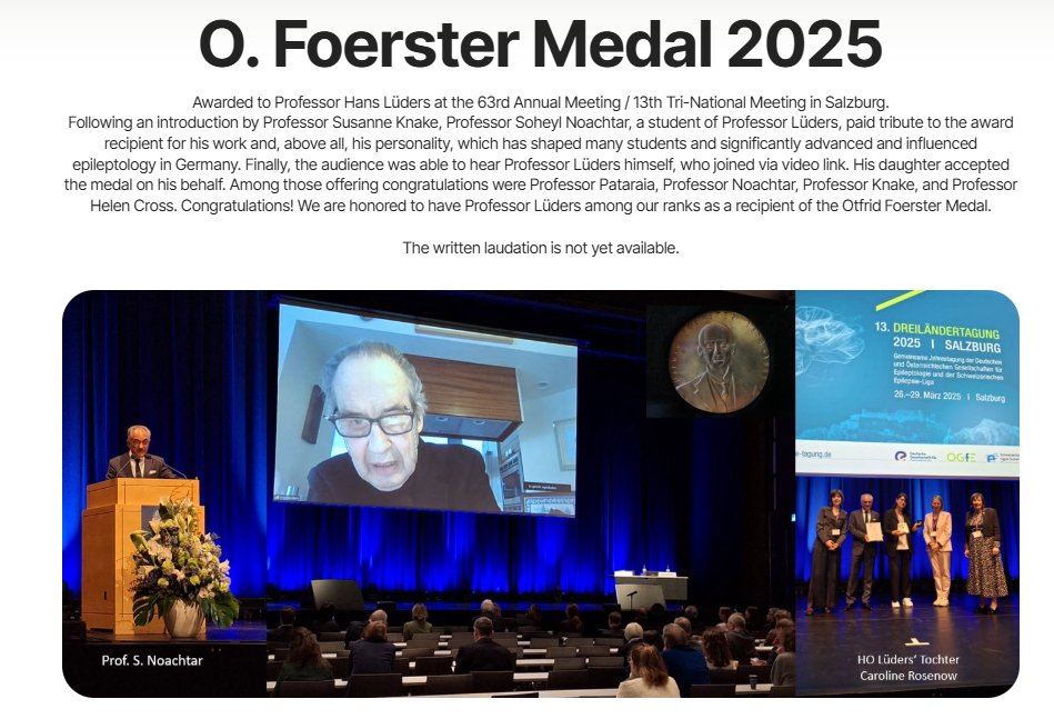 CwruEpilepsy's tweet photo. Prof. Hans Lüders has never been the one to announce his awards &amp; accomplishments, however, we would like to highlight his most recent achievement. He was honored with the Otfrid Foerster Medal 2025 by the German Society of Epileptology at the 63rd annual meeting in Salzburg. https://t.co/bXF7LzYhEf