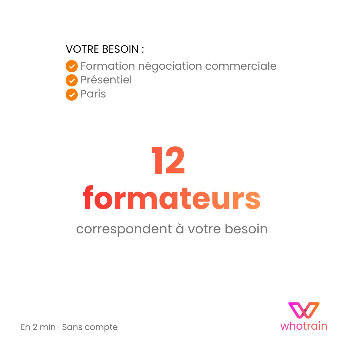 whotrain_com's tweet photo. Un besoin de formation ?
Décrivez-le. En 2 minutes, on vous dit combien de formateurs y répondent.
Pas de compte à créer. Pas d'engagement.
👉 lien en commentaire 
@whotrain_com , le circuit court de la formation professionnelle. https://t.co/Juf76nMz9x