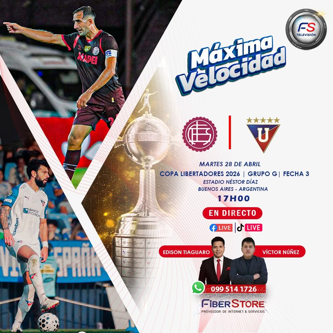 #Libertadores | ¡El Rey de Copas entra en acción!

La “U” defiende la cima en #Argentina

 #Lanús - #LDUQuito
📻 EN DIRECTO – Formato radio
🕔 17H00

Con el respaldo de Fiber Store ¡Conectamos emociones!