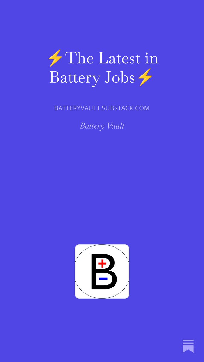 BatteryVaultt's tweet photo. ⚡️The Latest in Battery Jobs⚡️ https://t.co/wnhCUNDj3g https://t.co/LPbhZow2Bx