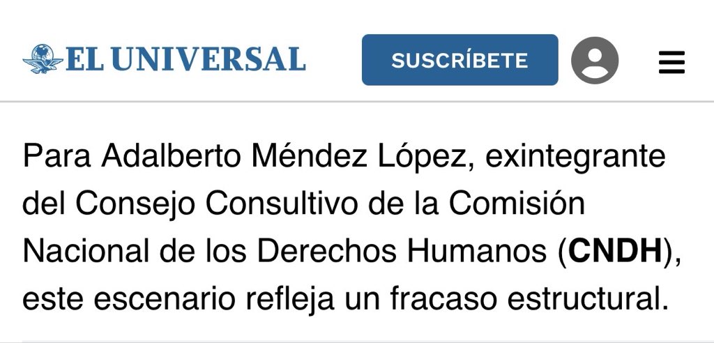 ADALSAMMA's tweet image. Recientemente hablé con el periódico @El_Universal_Mx, sobre la crisis forense que México 🇲🇽 enfrenta en la atención de la desaparición forzada. Les comparto mi más reciente entrevista 👇🏼 #DDHH #OmbudsmanCorporativo

eluniversal.com.mx/nacion/enfrent…