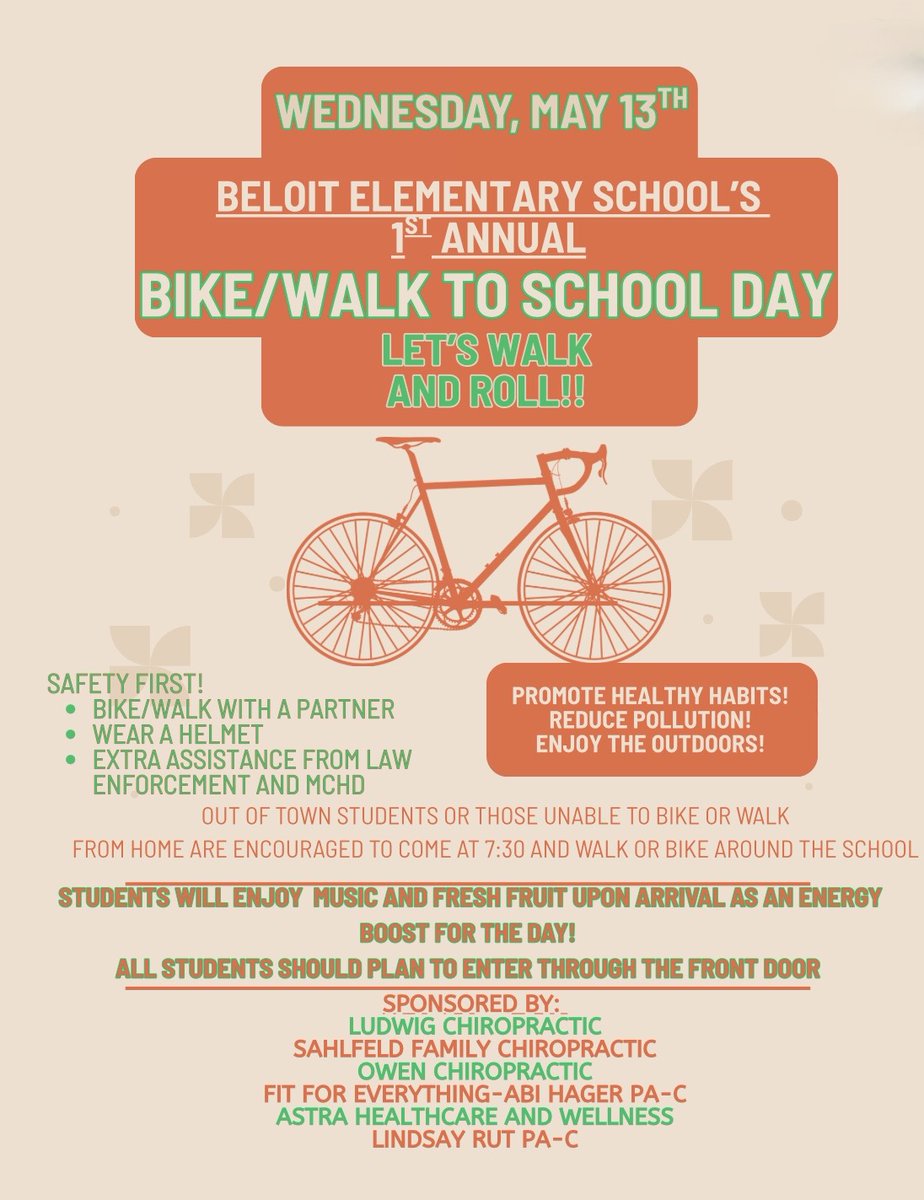 BES273's tweet photo. Mark Your Calendars!

Wednesday, May 13th
Bike/Walk to School Day https://t.co/pDMqtInYkk