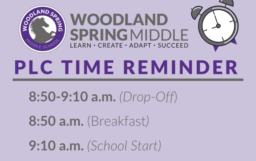 WSMSStallions's tweet photo. Tomorrow is a PLC day. The daily schedule will be altered, and busses will operate on a one hour delay. Classes will begin at 9:10 AM. https://t.co/gKYQJZP5pX