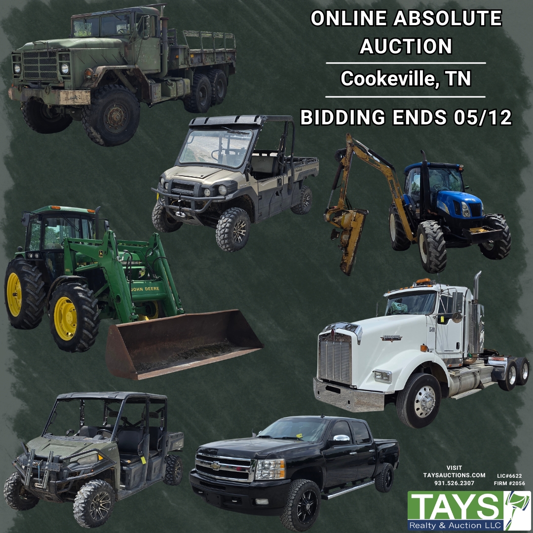 taysauctions's tweet photo. Get ready to bid!  Our massive online absolute farm equipment auction is live! Over 340 lots: heavy trucks, tractors, vehicles, utvs,  and trailers. Bidding ends May 12, 2026 at 10AM C.T. Don't miss out!
#auction #taysauctions https://t.co/OyDjj2FNFB