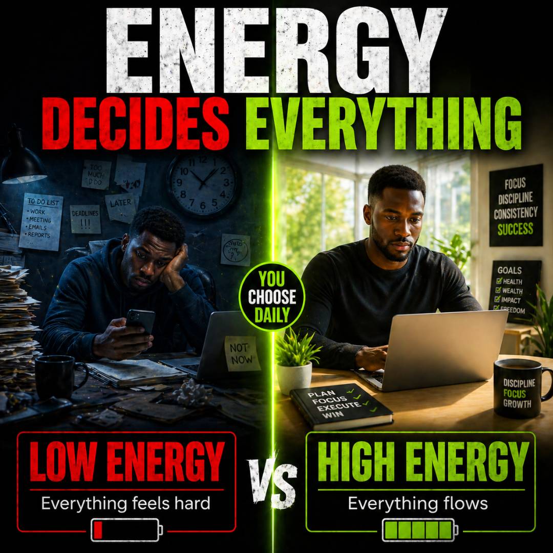 DSelfCareCoach's tweet image. This is the difference you keep ignoring.

Same person.

Same goals.

Same time.

But completely different results.

Why?

Because one manages energy…

and the other wastes it.

Look closely.

Which one are you?

#Energy
#Productivity