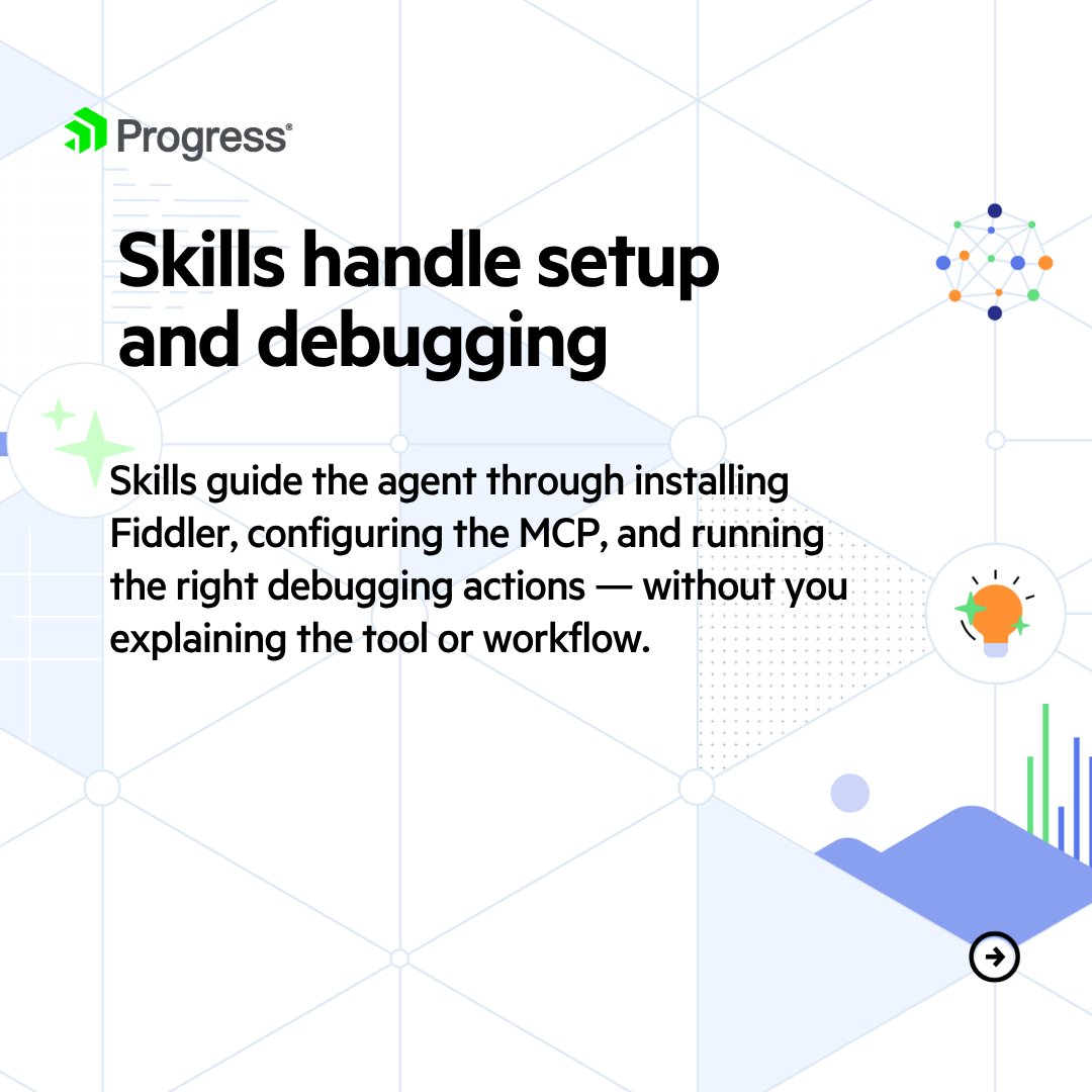 TelerikFiddler's tweet photo. The new Fiddler Everywhere MCP server gives your coding agents network vision!
 
Instead of guessing your assistant can now inspect real HTTP traffic.
 
With skills, you can also automatically set up your MCP and automate debugging. 🙌
 
Read more: https://t.co/D7soJITjRG https://t.co/P7qpXSvs8g