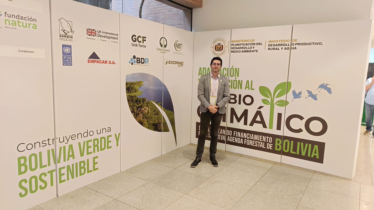 IBCE_Bolivia's tweet photo. ¡El futuro también se construye hoy! Nuestro Jefe de la Unidad de Estudios, Ing. Steven Magariños, se encuentra participando del evento “Adaptación y mitigación al cambio climático: Desbloqueando financiamiento para la nueva agenda forestal de Bolivia”. https://t.co/GD8lGdZcpE