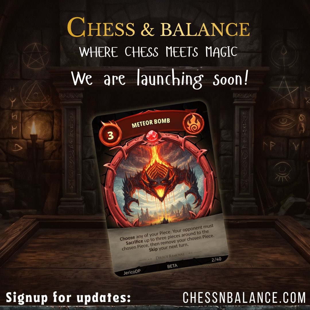 ChessNBalance's tweet image. Are you ready to combine strategy and sorcery! We are launching on April 30. 
Learn more: chessnbalance.com 

#BoardGames #TabletopGames #IndieGame #Chess