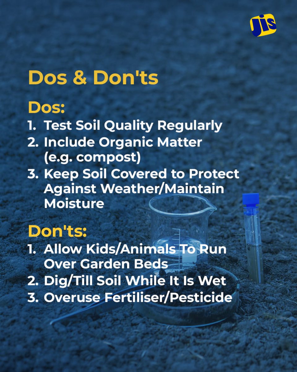JISNews's tweet photo. Planning to venture into backyard farming?

Follow these tips to keep the soil healthy as you bring your vision to life. 

#agriculture
#farmersmonth
#backyardfarming
#soilpreservation https://t.co/9Sti2Z0pEF