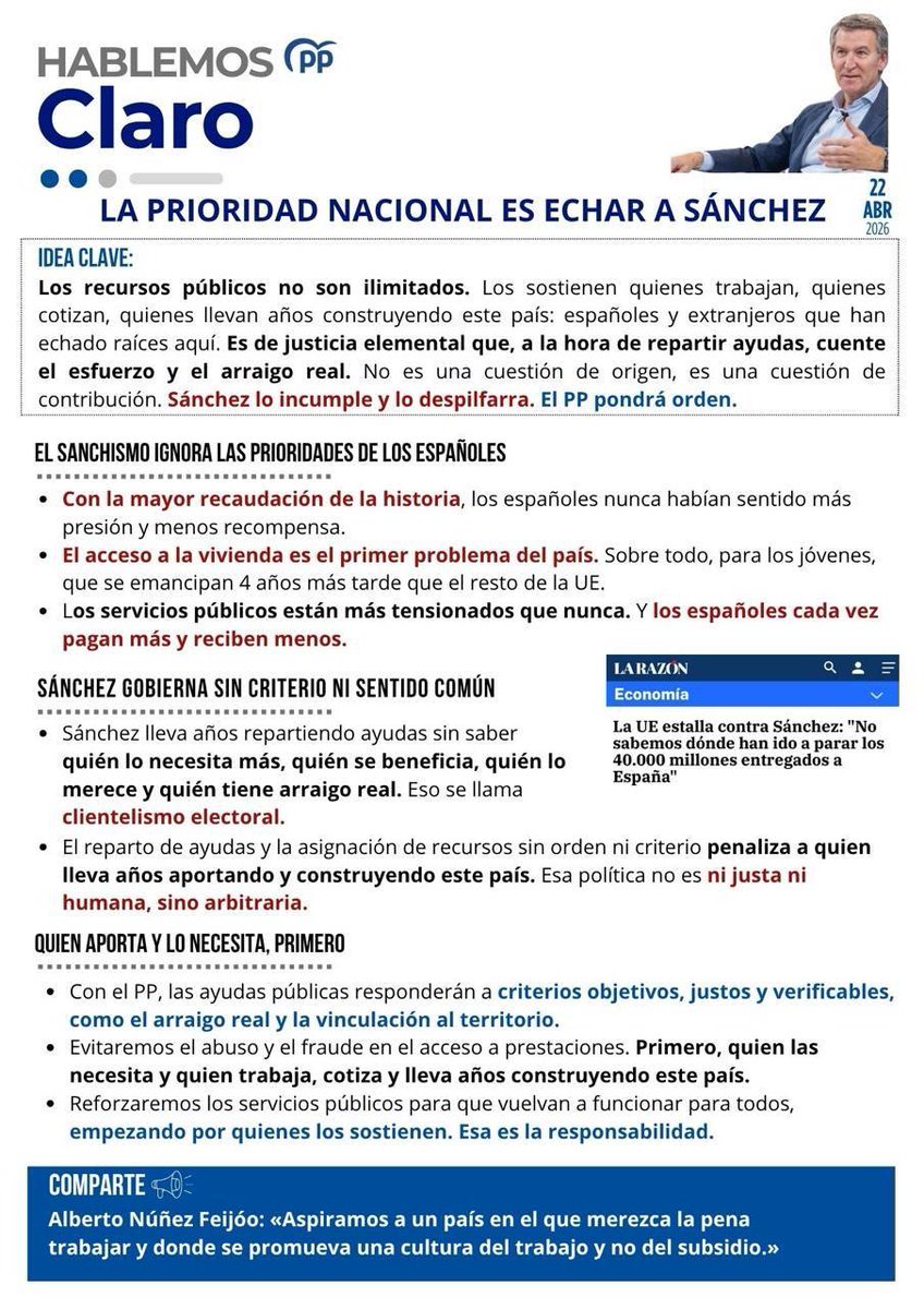 ppcamarma's tweet photo. La prioridad nacional, es echar a Sánchez. https://t.co/zm5OTqDouO
