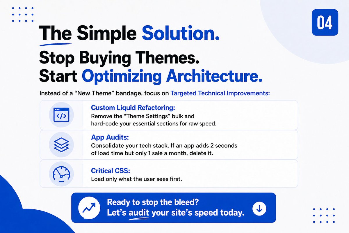 cdecomsolution's tweet image. Your Shopify store might look clean, but it could be killing your conversions. Most stores don’t have a traffic problem, they have a performance problem. Speed = sales. Slow site = lost money. If it’s not converting, it needs an audit. DM “AUDIT” 👇
#Onlinestore #Ecommerce #CRO