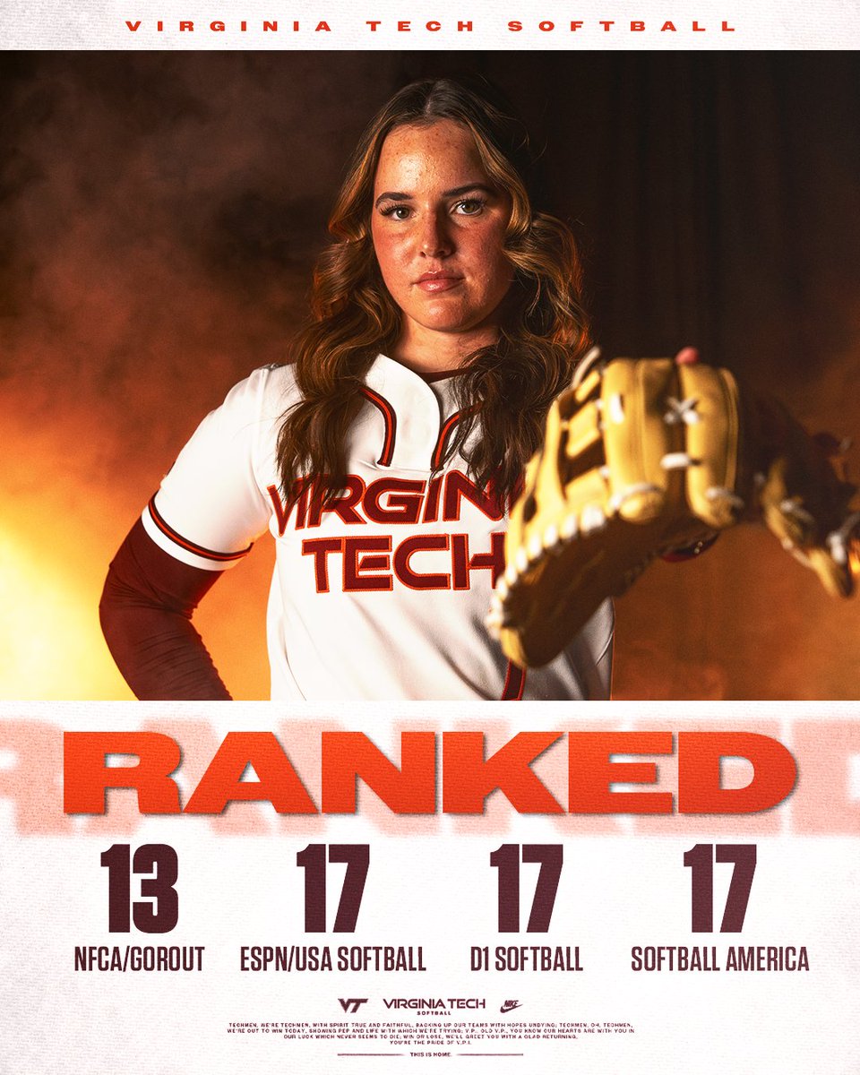 HokiesSoftball's tweet photo. Another week in the Top 20 👏

#Hokies https://t.co/xblPYeHnGo