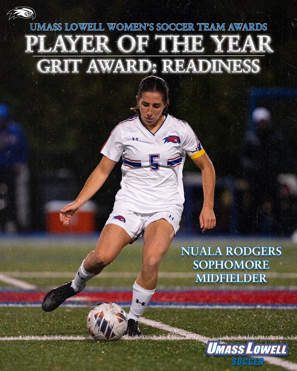 RiverHawkWSOC's tweet photo. The next team award goes to Nuala Rodgers, our Player of the Year, recognized for her exceptional play as a midfielder in her second season and her leadership as captain, which led to an America East All-Conference Second Team recognition!! 🫡🔥

#UnitedInBlue https://t.co/YT6knOQgjv