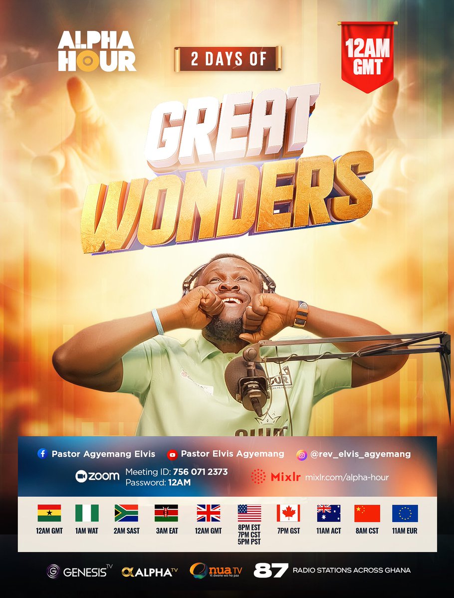 Psalm 77:14 NLT
You are the God of great wonders! You demonstrate your awesome power among the nations.

Alpharians, as April comes to an end, we are not ending empty. We are closing the month with GREAT WONDERS.

Tonight begins 2 Days of Great Wonders, a special moment to see