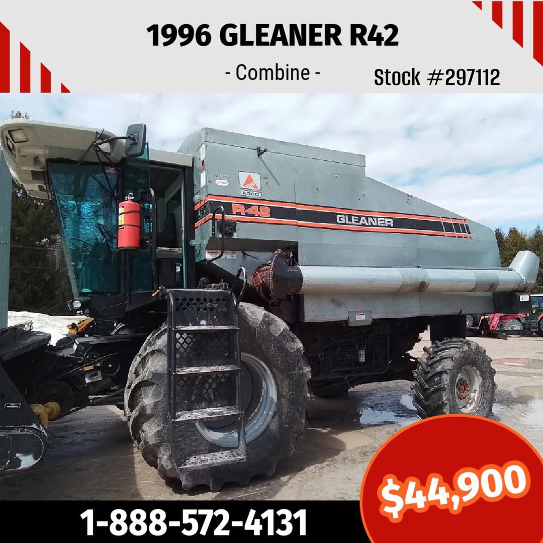 ConnectEquip's tweet photo. Looking for a dependable 4WD combine that won't break the bank? This 1996 Gleaner R42 just hit the lot! ⬇ With 3,155 separator hours and a solid 185 HP Cummins under the hood. It’s field-ready—are you? Check out the photos  swipe for more photos! 👇 #FarmEquipment #farmequipment https://t.co/mMB28P9Tha