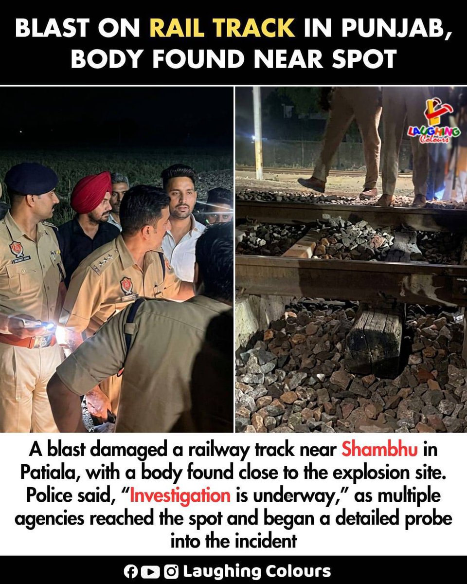 LaughingColours's tweet image. Blast damages railway track Punjab 🚨

#Punjab #BreakingNews #CrimeNews #Safety