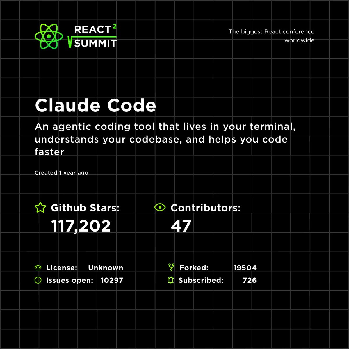 ReactSummit's tweet photo. 50M downloads/week. 244K GitHub stars. The tools shaping React in 2026.
⚡ Swipe through the numbers — then meet the people behind them at React Summit, June 10, Amsterdam.
