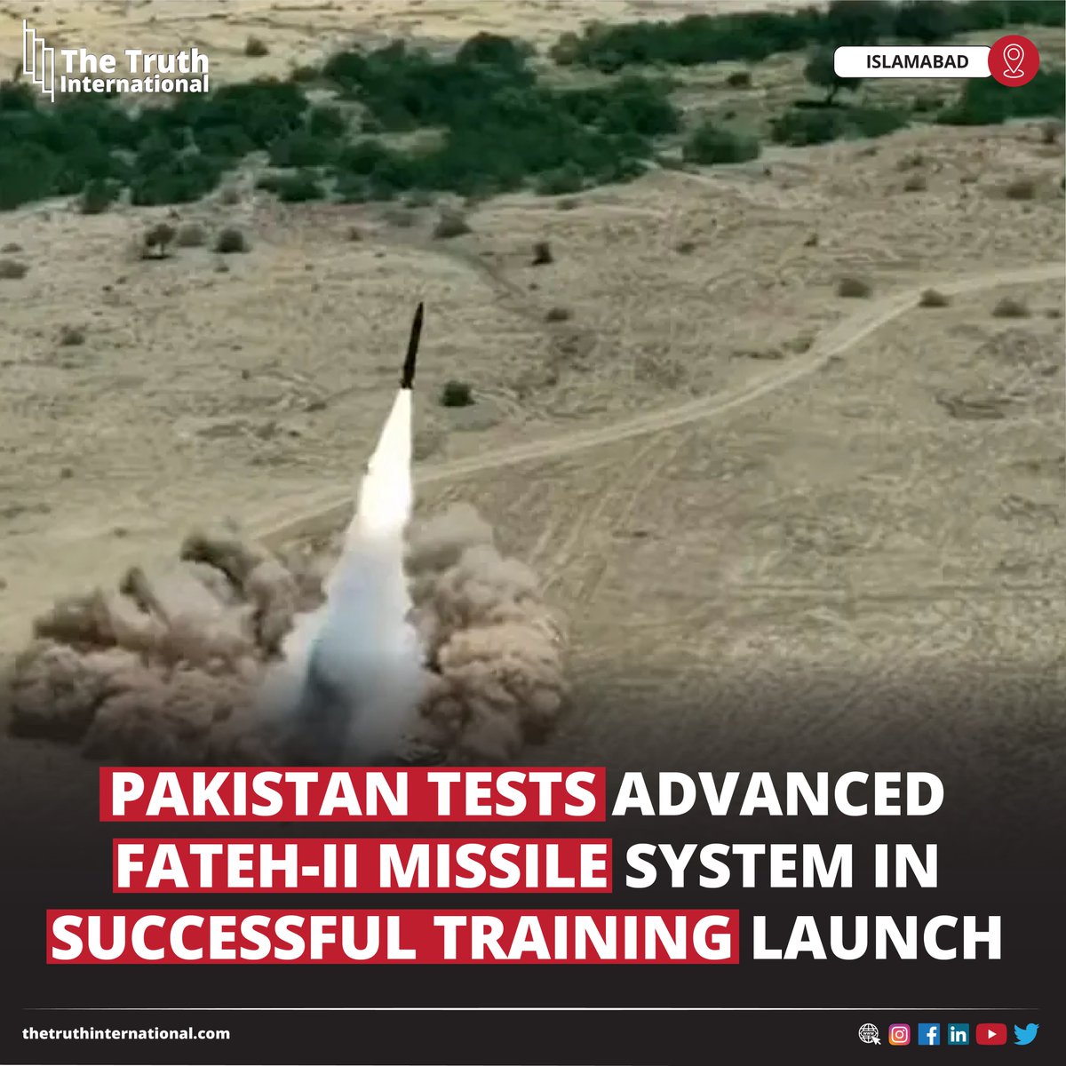 ttimagazine's tweet image. Pakistan Tests Advanced Fateh-II Missile System in Successful Training Launch

READ MORE: thetruthinternational.com/pakistan-tests…

#Pakistan #Tests #Advanced #FatehII #Missile #System #Successful #Training #Launch #Islamabad #TTI