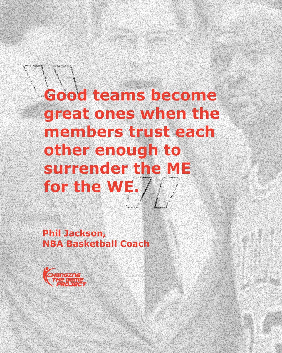 CTGProjectHQ's tweet image. “Good teams become great ones when the members trust each other enough to surrender the ME for the WE.” 

Phil Jackson, NBA Basketball coach 

Follow us for more content like this. 

Change the game. 

#ChangingTheGame #TeamCulture #AthleteMindset #BetterEveryday