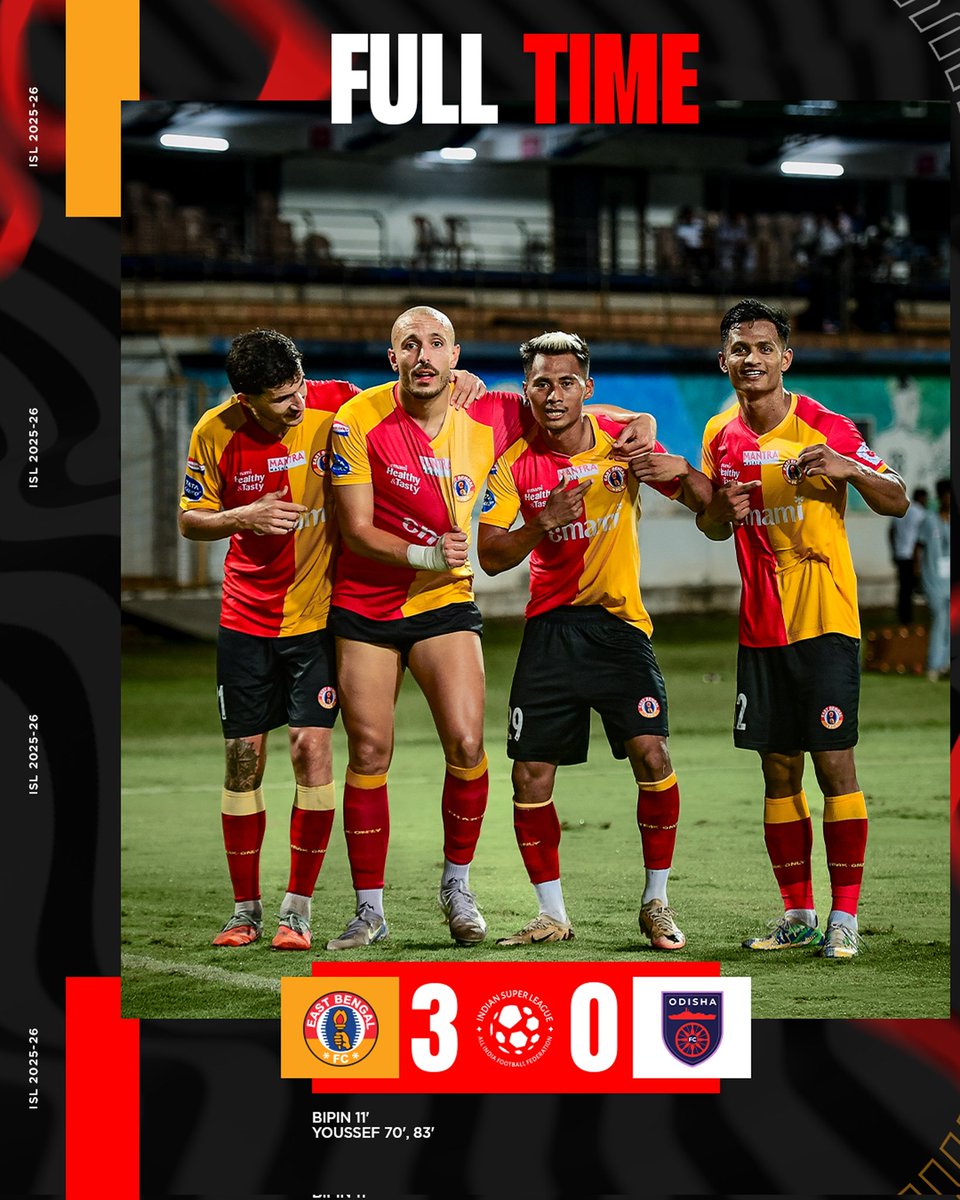FT | 3️⃣ goals. 3️⃣ points. Kolkata, here we come! 😍

#JoyEastBengal #ISL #EBFCOFC
