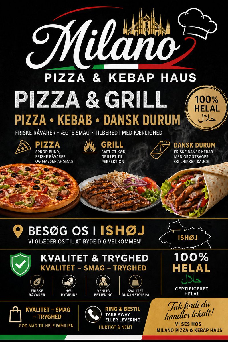 AnnonceringDK's tweet photo. ✭ MİLANO PİZZA
✭ İshøj,Danish DK     
✭ Tak fordi du valgte os | AnnonceringDK https://t.co/R7JaMaLyYp