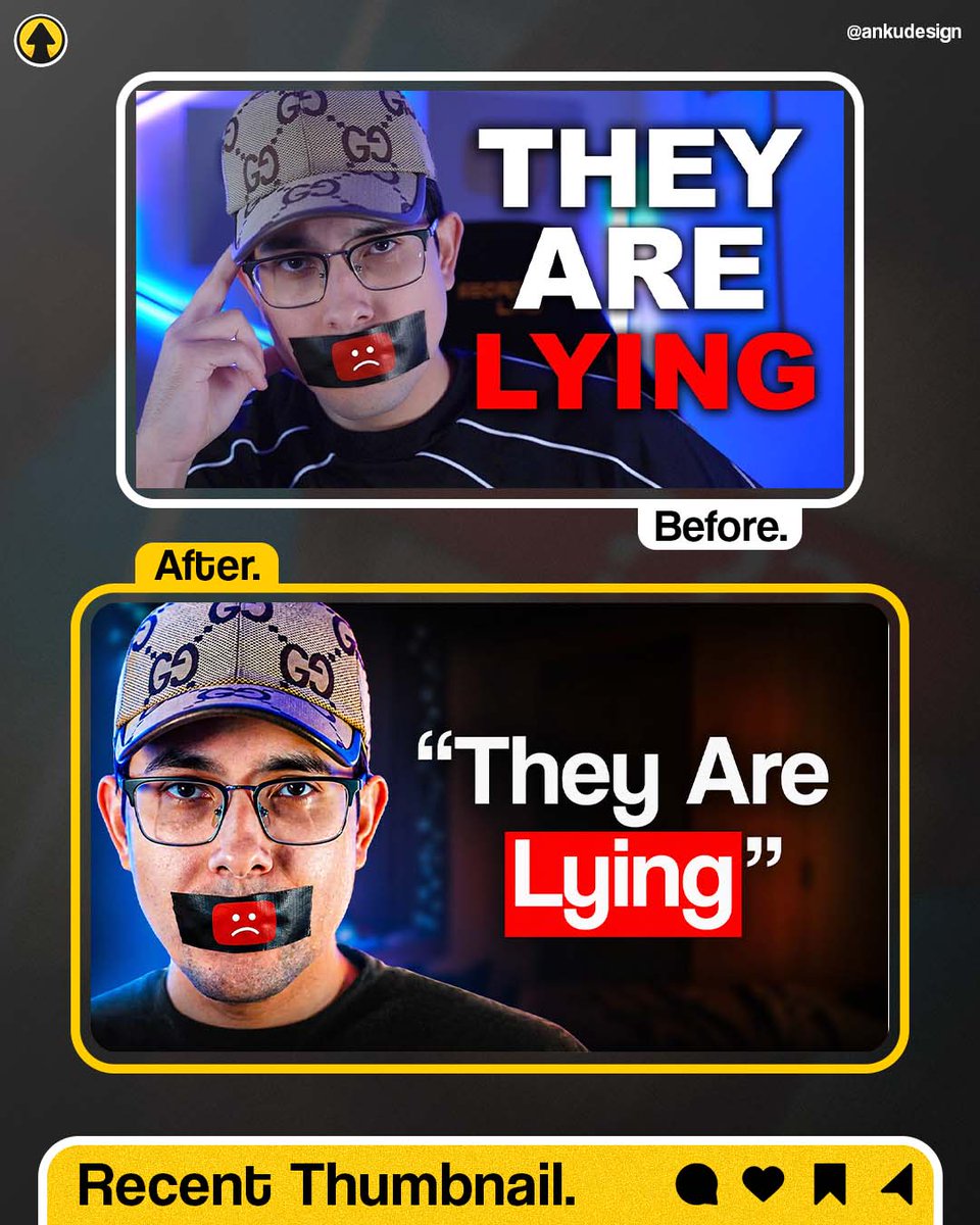 Ankudesigns's tweet image. POV: thumbnail finally stops gaslighting your CTR 😭

Clean. Focused. Clickable.

You trusting the glow-up or still skeptical? 👀🔥

#ThumbnailDesign #YouTubeTips #CTRBoost #ContentCreation #BeforeAfter #DesignGlowUp #CreatorEconomy #ViralDesign #YouTubeGrowth #AnkuDesigns