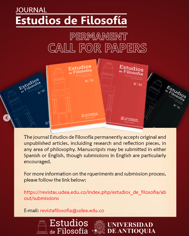 Estud_filos's tweet photo. La revista Estudios de Filosofía mantiene abierta la convocatoria para la recepción de manuscritos.

🔗https://t.co/NQpShcBd58

#callforpapers #recepcióndeartículos #filosofia #revistacientífica #revistaestudiosdefilosofía https://t.co/CsyUOnBbOS