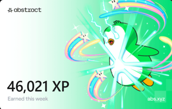Eneseth0's tweet photo. Happy XP day Everyone!!
I just earned 46,021 XP on @AbstractChain! 🎉 https://t.co/rWUn5wlwSN