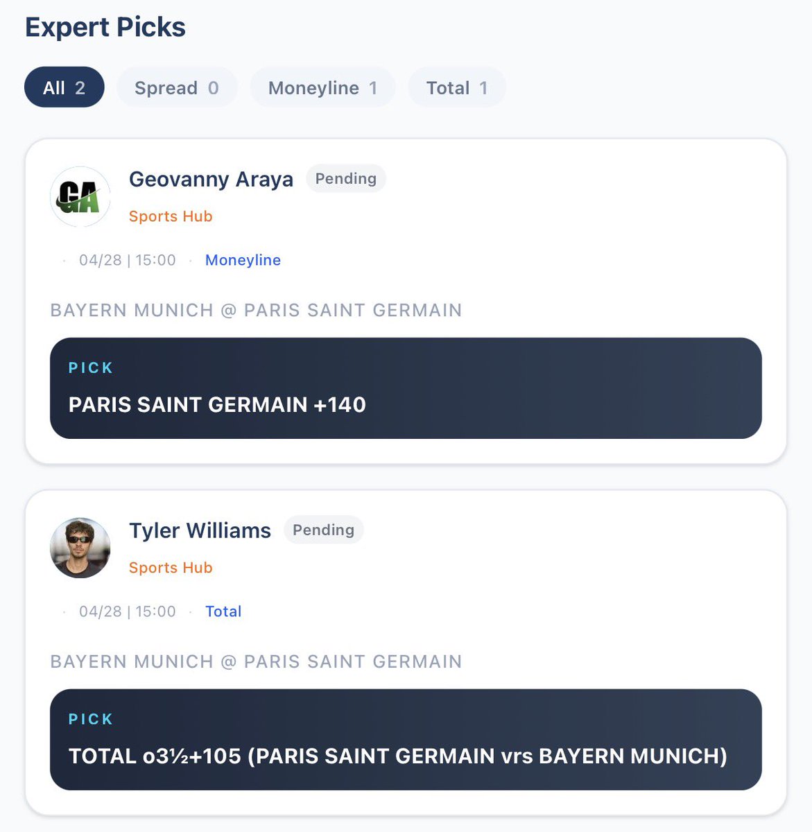 tylerwpicks's tweet photo. Champions league day!!⚽️
PARIS SAINT GERMAIN vrs BAYERN MUNICH

Pick: TOTAL o3½ +105

Two elite attacks, plenty of pace, and a game that could open up quickly. Link in bio https://t.co/tx92PJeEvx