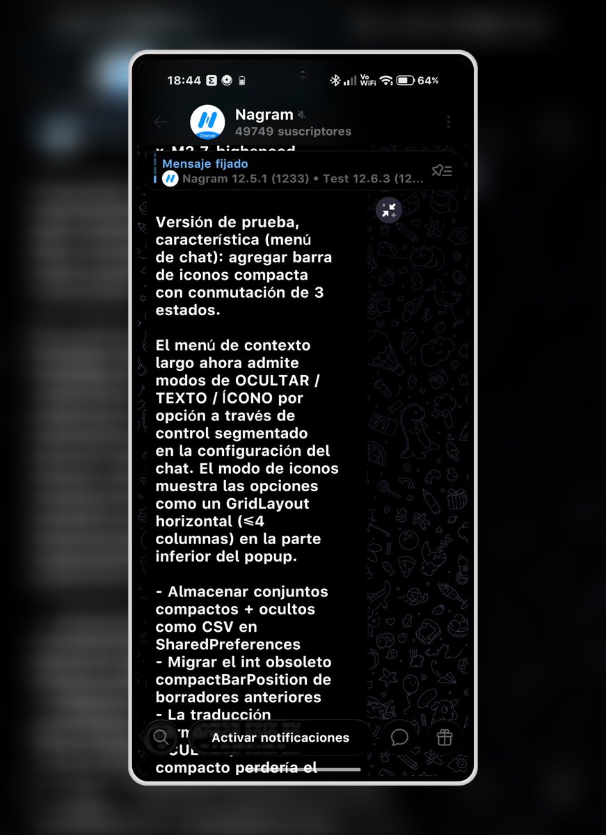 Daevisd's tweet image. Actualización del cliente de #telegram "Nagram"
