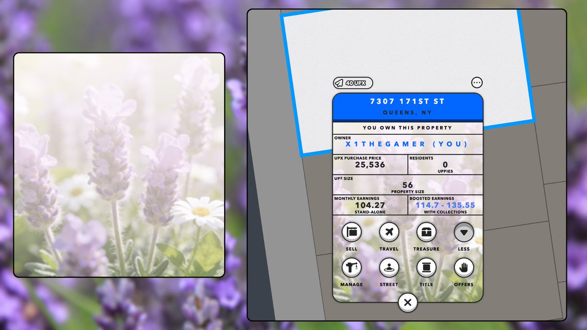 UplandMe's tweet photo. Fresh drop: “Lavender Fields” Property Background Card🪻

This week’s Season Pass cosmetic brings a soft, scenic look to your property, and it’s just one of the weekly drops you unlock with the pass, plus a Wildcard skip for gamified earnings.

Don’t miss next week’s drop. Grab your Season Pass now 👉https://t.co/OfB9lqmOIT