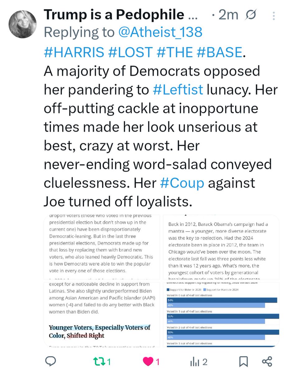 SassyDem's tweet image. Nothing has changed for #Dems! 
WE STILL CAN'T STAND CRAPPY #KAMALA 🤮 @LostChiDem
x.com/i/status/20491…
