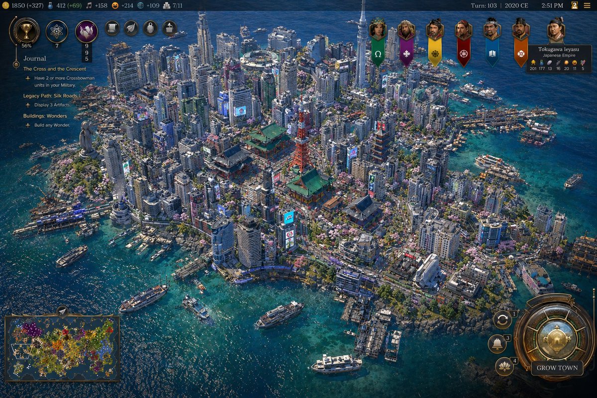 Civ-Style Tokyo Island Megacity Screenshot