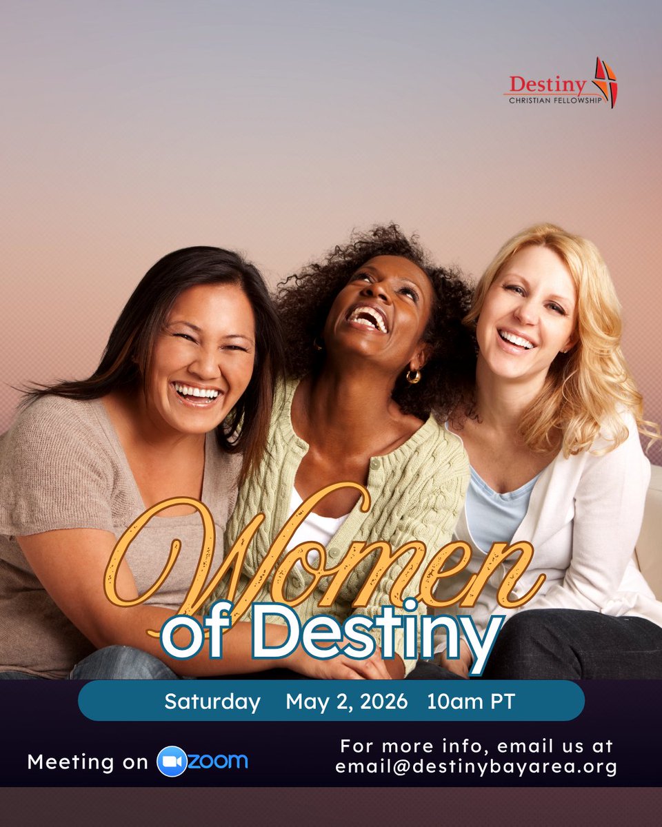 DestinyBayArea's tweet image. Ladies, let’s gather together—right from the comfort of our homes—for a Virtual Women’s Fellowship this Saturday at 10:00 AM.
It will be a time of encouragement, prayer, and diving into God’s Word with sisters who uplift and inspire. 
Let’s grow in faith together. #DCF