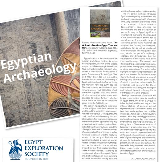 JB_Publishing's tweet photo. Brill #review in  'Egyptian Archaeology' Magazine for 'The Animals of Ancient Egypt: Then and Now - "the book overflows with interesting facts and observations..." Congrats to authors #RichardHoath #SalimaIkram #AnimalsofAncientEgypt #EgyptianArchaeology #Egypttravel https://t.co/gpSXYRLHU6